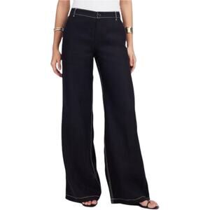 Madewell Zoe Relaxed Wide Leg Pants Jet Black 100% Linen Women’s Size 4 NWT